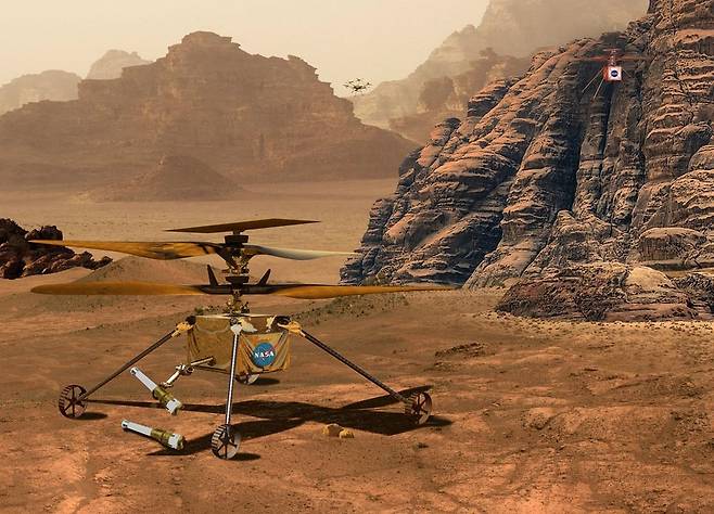 화성 시료를 회수하는데 투입될 헬기 상상도   [NASA/JPL-Caltech 제공/ 재판매 및 DB 금지] photo@yna.co.kr