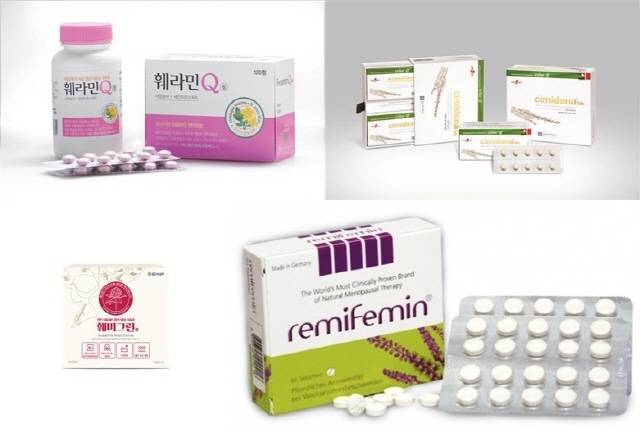 갱년기 증상 치료 약 복용 전에는 산부인과 검진을 받아야 한다. /동국제약, 종근당, GC녹십자, 아주약품  제공