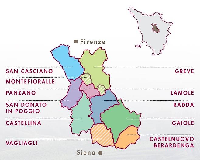 2022년 6월 새로 도입된 키안티 클라시코 그란 셀레지오네 마을