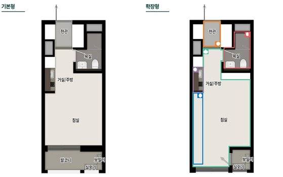 다자녀가구 특별공급으로 나온 원룸형 전용 24㎡ 평면도. 다자녀가구는 미성년 자녀 셋 이상을 둔 가구다.