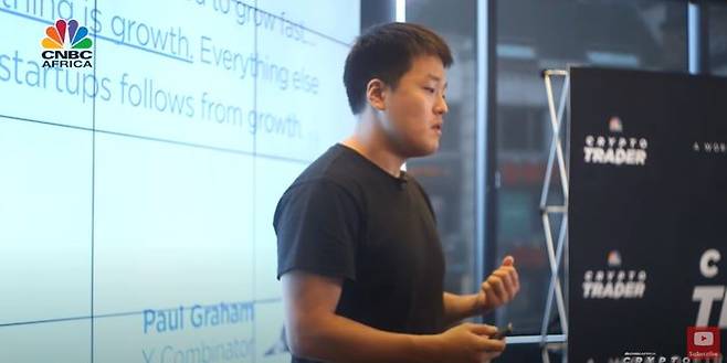 CNBC '크립토 트레이더'에 권도형 테라폼랩스 대표가 출연한 모습ⓒ테라 유튜브