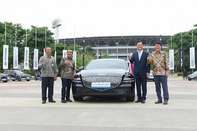 지난 10월 인도네시아 발리에서 열린 주요 20개국(G20) 정상회의에 공식 의전차량으로 지정된 제네시스 G80 전동화모델＜사진제공:현대차그룹＞ [이미지출처=연합뉴스]