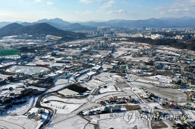 강원도청 신청사 부지로 최종 확정된 춘천시 동내면 고은리 일원. 춘천= 연합뉴스