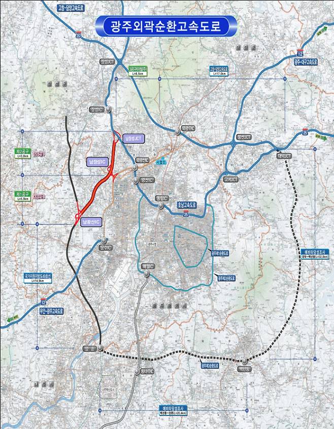 광주외곽순환고속도로 위치도. 한국도로공사 제공