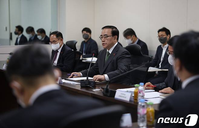 김성한 국가안보실장이 21일 용산 대통령실에서 사이버안보 TF 운영 결과 점검회의를 주재하고 있다. (대통령실 제공) 2022.12.21/뉴스1 ⓒ News1 안은나 기자