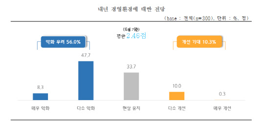 내년 경영환경에 대한 전망<자료:중소기업중앙회>