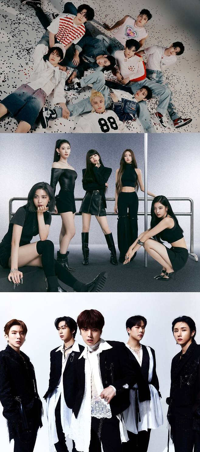 ▲ 스트레이 키즈, ITZY, 몬스타엑스. 제공|각 소속사