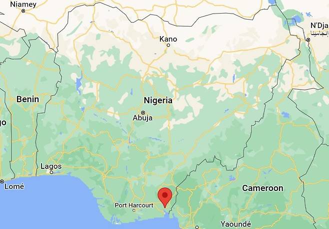 나이지리아 칼라바르(붉은 화살표) [구글 지도 캡처. 재판매 및 DB 금지]