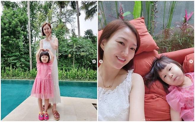 장윤정(오른쪽 사진 왼쪽)과 딸 도하영(〃 〃 왼쪽)의 다정한 투샷. 도경완 인스타그램 캡처