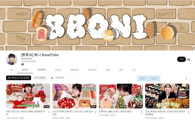유튜버 '뽀니'는 전국 곳곳의 유명 빵집을 비롯해 프랜차이즈 빵집, 마트, 편의점 등을 찾아 다양한 빵을 먹는 콘텐츠를 제작하고 있다. /[빵튜브] 뽀니 채널 캡쳐