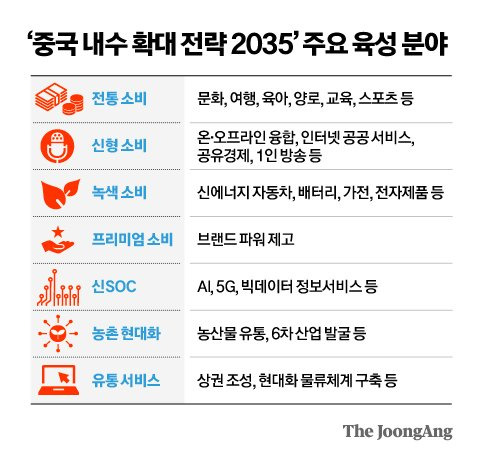 ‘중국 내수 확대 전략 2035’ 주요 육성 분야