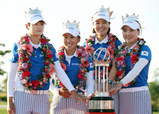 2018년 인터내셔널 크라운에서 우승한 박성현(왼쪽부터), 김인경, 전인지, 유소연. 연합뉴스