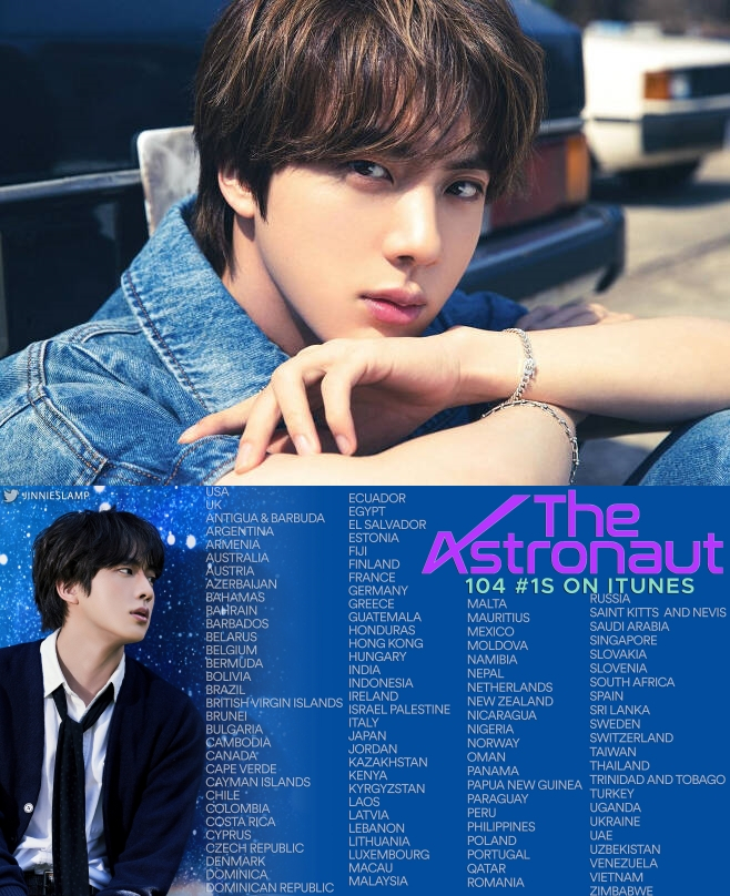 방탄소년단 진 'The Astronaut' 아이튠즈 104개국 1위 달성