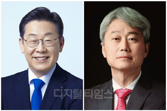 이재명(왼쪽) 더불어민주당 대표와 김근식 경남대학교 정치외교학과 교수. &lt;디지털타임스 DB, 민주당 제공&gt;