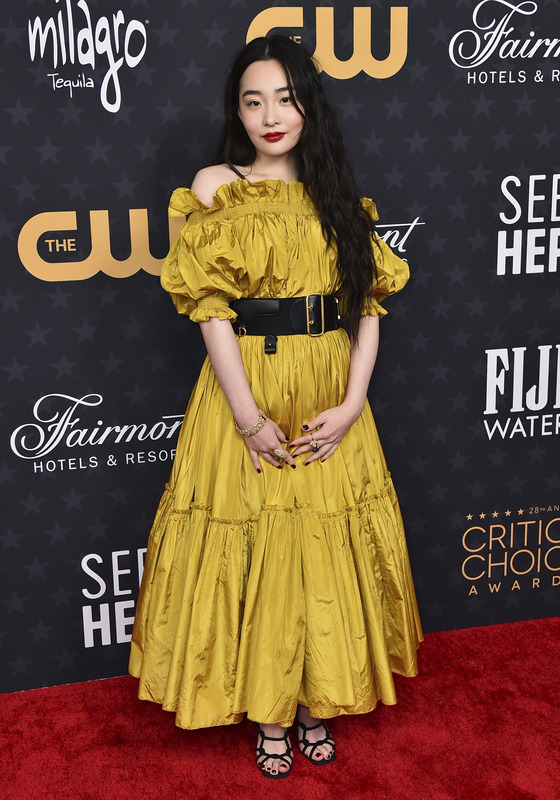 Minha Kim arrives at the 28th annual Critics Choice Awards at The Fairmont Century Plaza Hotel on Sunday, Jan. 15, 2023, in Los Angeles. (Photo by Jordan Strauss/Invision/AP)