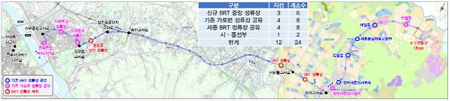 세종-공주간 BRT 운행 노선도. 세종시 제공