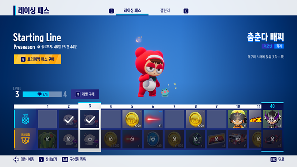 - 레이싱 패스 구성품