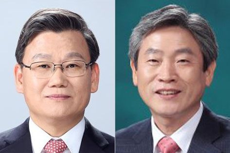 이원덕 우리은행장(왼쪽)과 박화재 우리금융지주 사업지원총괄 사장. /조선DB