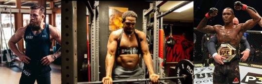 UFC 대전료 1, 2, 3위. 왼쪽부터 맥그리거, 존스, 아데산야(사진=UFC)