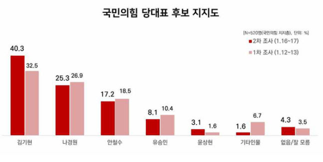 국민의힘 당대표 적합도 조사 / 사진=리얼미터