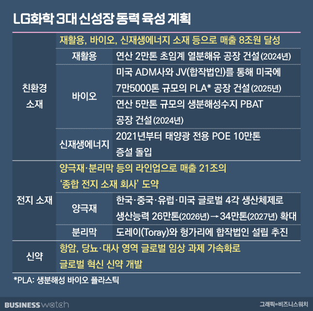 LG화학 3대 신성장 동력 육성 계획./그래픽=비즈니스워치