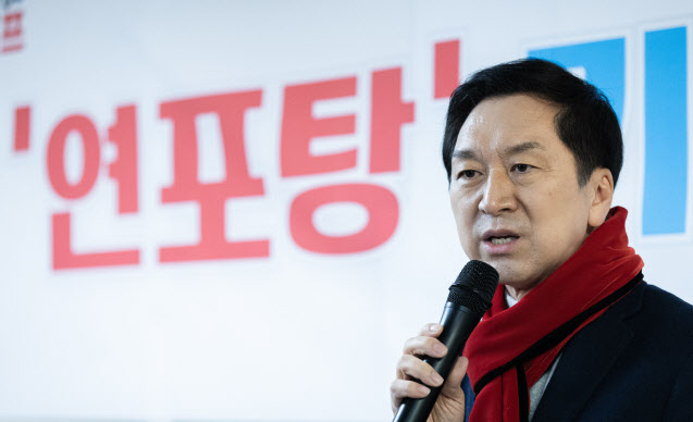 김기현 국민의힘 의원이 24일 서울 여의도 한 식당에서 열린 ‘연포탕’ 기자 간담회에서 발언하고 있다.(사진=공동취재)