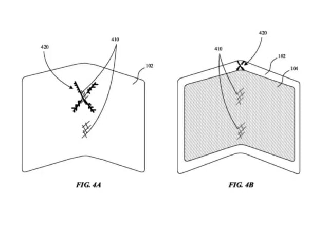 애플이 최근 균열 방지 폴더블 디스플레이 특허를 등록했다. (사진=미국 특허청)