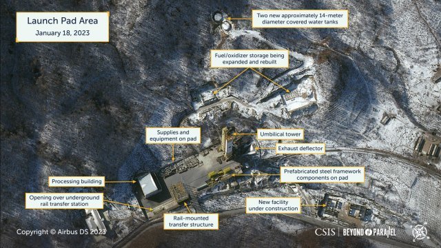 북한 서해위성발사장 18일 위성사진. 국제전략문제연구소(CSIS) 홈페이지 캡쳐
