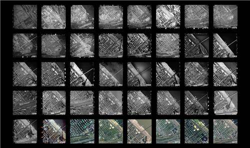 '일상화된 건축의 관찰과 기록' 전시 작품인 '50년, 외부공간의 변화'(민병욱)[사진제공 = 서울디자인재단]