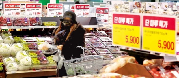 장바구니 물가 부담이 날로 커지고 있다. 지난해부터 신선식품, 가공식품 가격이 전방위로 오르고 있기 때문이다. 서울의 한 대형마트에서 소비자가 장을 보고 있다. /연합뉴스