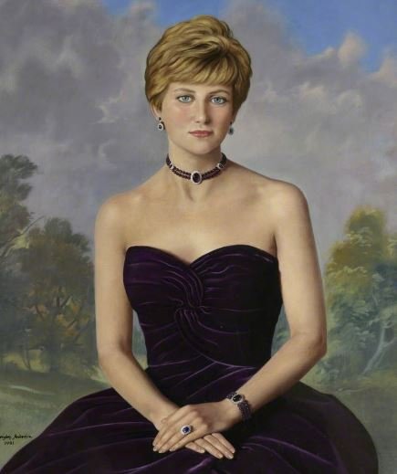 보라색 드레스를 입은 고 다이애나 비 초상화. 1991년에 그려졌다. 사진 영국 로얄 마스덴 재단 홈페이지 캡처