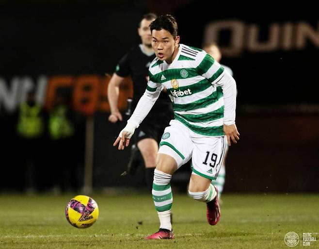 스코틀랜드 셀틱 공격수 오현규가 홈 데뷔전을 치렀다. 사진은 오현규의 경기 모습. /사진= 셀틱 SNS 캡처