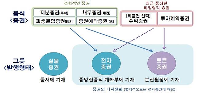 토큰증권의 개념(금융위원회 제공)