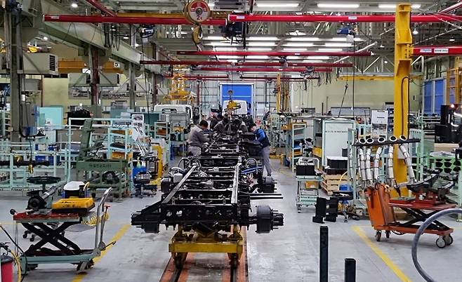 지난 3일 오전 찾은 전북 군산시 타타대우상용차 LD공장의 모습. /고성민 기자