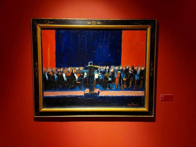 앙드레 브라질리에의 ‘멈추어라, 순간이여!’ 특별전에 전시된 그림 <콘서트>. 브라질리에는 콘서트에서 느낀 감정을 색으로 표현했다./김찬호 기자