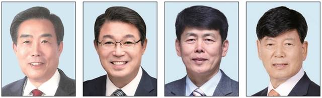 (왼쪽부터)김호영 현 조합장(72), 박원용 의왕농협영농회 감사(70), 오세진 전 후보(55), 이응천 전 의왕농협 상무(66)