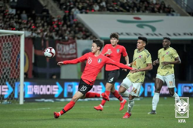 2019년 한국 대 콜롬비아의 A매치 평가전 모습. 사진=대한축구협회