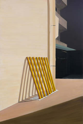 이현우, 줄긋기 (line up), 194 x 132cm, oil on canvas, 2018 (LG유플러스 갤러리C 제공)