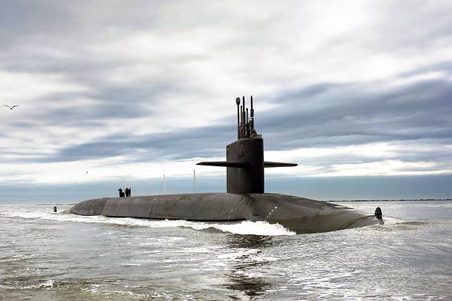 미국 조지아주 킹스베이 해군기지로 입항하는 미 해군 소속 오하이오급 핵잠수함 테네시호. [매경DB]
