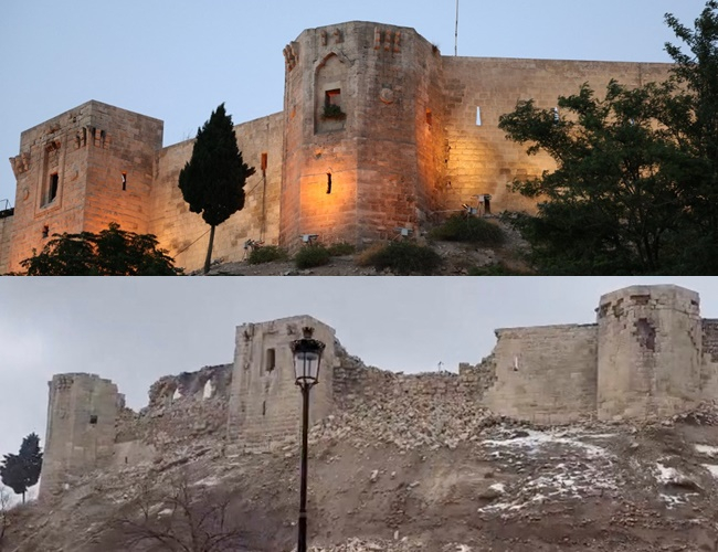 튀르키예 가지안테프 성의 지진 전후 모습 /AFP.로이터=뉴스1