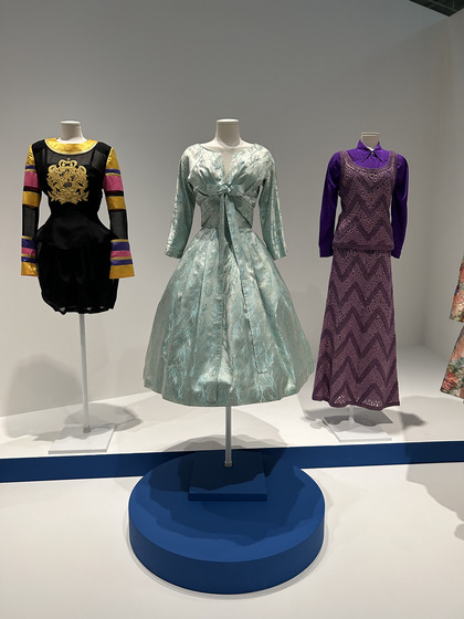 Dresses by (from left) André Kim, Nora Noh and Choi Kyung-ja. The middle is Noh’s mint green flared dress from 1959. [SHIN MIN-HEE]