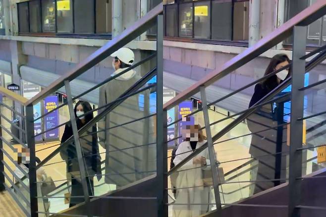 배우 송중기와 그의 아내 케이티 루이스 사운더스가 케이티의 가족들과 함께 8일 오후 9시쯤 서울 강남구 삼성동에 위치한 메가박스 코엑스점을 찾았다. /사진=독자 제공