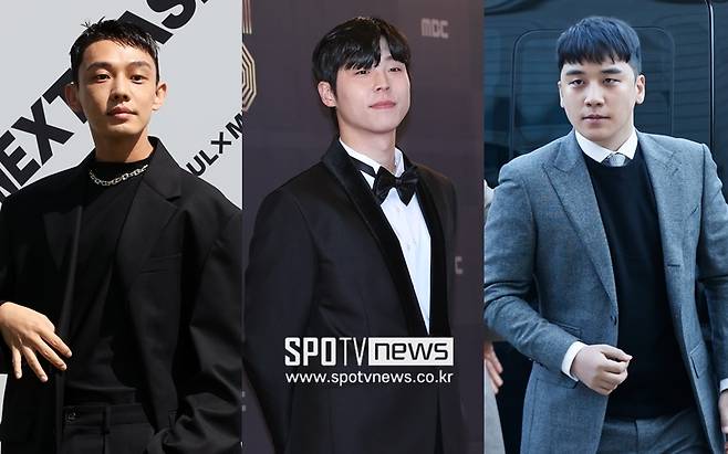 ▲ 유아인, 송덕호, 승리(왼쪽부터). 출처| 스포티비뉴스DB