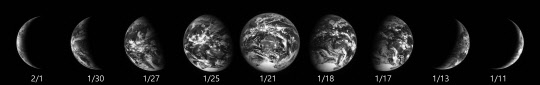 다누리가 약 1달간 달 임무궤도상에서 지구를 촬영해 얻은 지구 위상변화 사진



항우연 제공