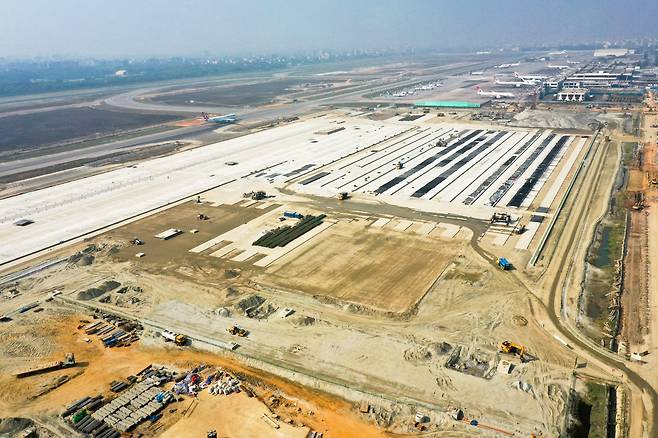 2021년 2월 당시 방글라데시 다카 공항의 현장 모습(항공 사진)/삼성물산 제공