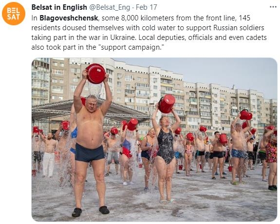 러시아 주민들 우크라전 지지 캠페인 [Belsat 트위터 캡처. 재판매 및 DB 금지]