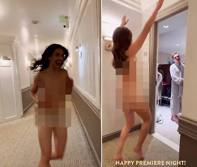 배우 알리슨 브리가 알몸으로 호텔을 뛰어다니는 영상을 직접 공개했다./인스타그램