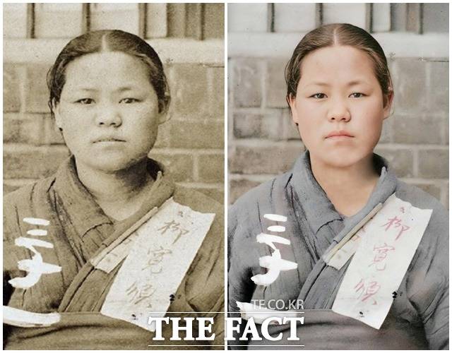 국가보훈처가 기획한 '독립운동가 15인, 영상 속 색채 사진으로 만난다'를 통해 복원된 유관순 열사의 사진./국가보훈처 제공