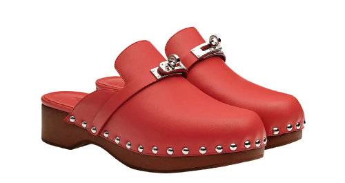 브랜드 시그니처 버클이 돋보이는 클로그. 가격미정 에르메스.