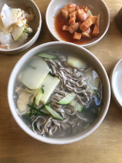 Kalguksu made with buckwheat noodles at Memilggot Pilmuryeop in central Seoul [LEE SUN-MIN]